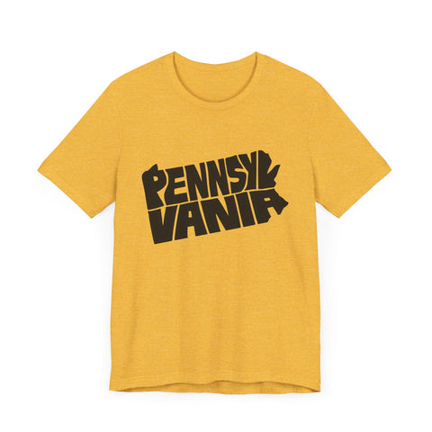 Pennsylvania State Map Typography Wordart Graphic - Short Sleeve Tee T-Shirt - YinzerShop