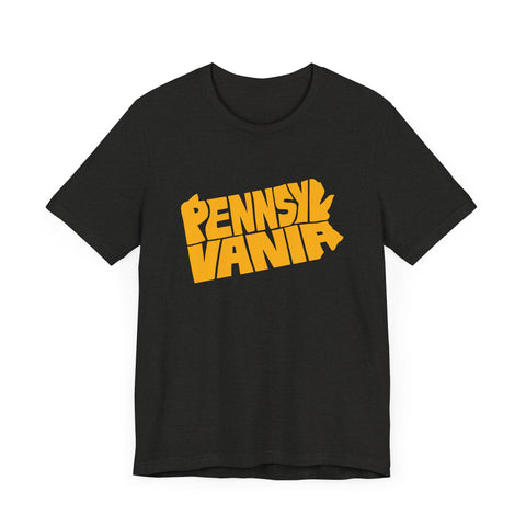 Pennsylvania State Map Typography Wordart Graphic - Short Sleeve Tee T-Shirt - YinzerShop