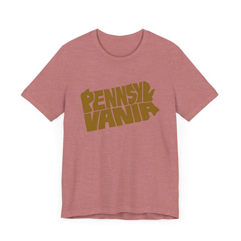 Pennsylvania State Map Typography Wordart Graphic - Short Sleeve Tee T-Shirt - YinzerShop