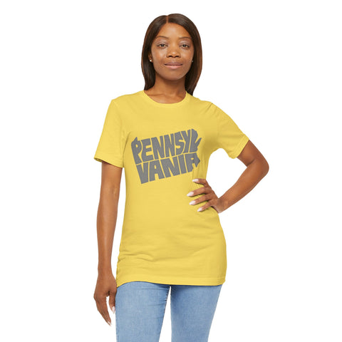 Pennsylvania State Map Typography Wordart Graphic - Short Sleeve Tee T-Shirt - YinzerShop