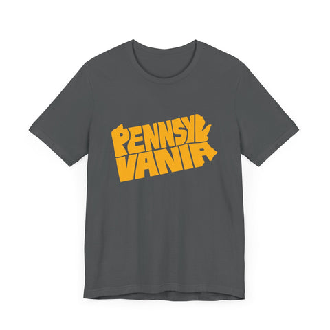 Pennsylvania State Map Typography Wordart Graphic - Short Sleeve Tee T-Shirt - YinzerShop