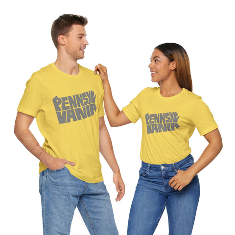 Pennsylvania State Map Typography Wordart Graphic - Short Sleeve Tee T-Shirt - YinzerShop