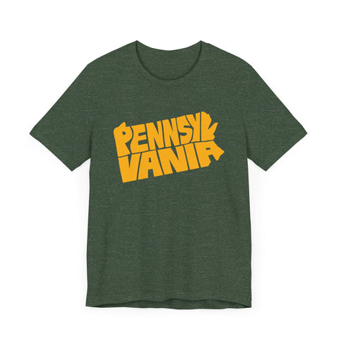 Pennsylvania State Map Typography Wordart Graphic - Short Sleeve Tee T-Shirt - YinzerShop