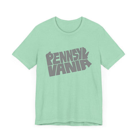 Pennsylvania State Map Typography Wordart Graphic - Short Sleeve Tee T-Shirt - YinzerShop