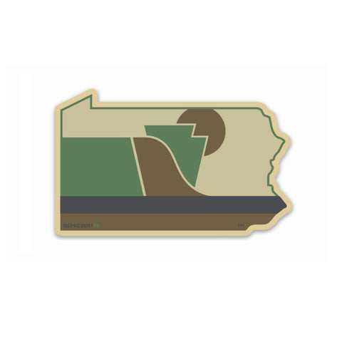 Pennsylvania Sticker - RepresentPA State-Shaped Camo Color Vinyl Decal Medium Sticker - YinzerShop