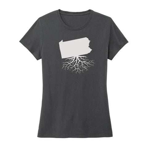 Pennsylvania Women's Crewneck Tee | WearYourRoots Womens Crewneck T Shirt WYR Charcoal XS 