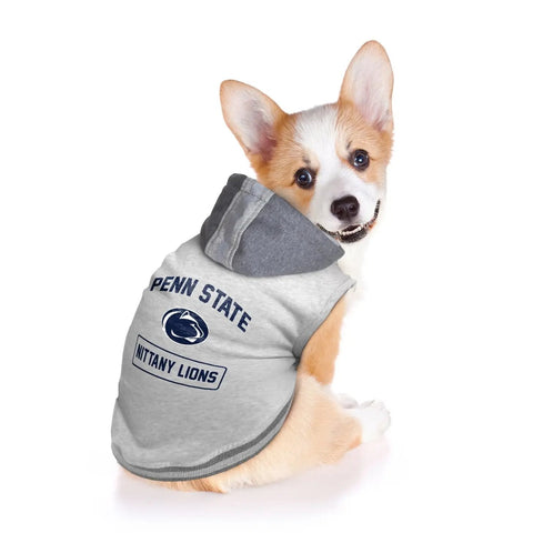 Pet Hooded Crewneck | Penn State University Athletic Gray Hoodie With Velcro Neck Closure Pet Hooded Crewneck - YinzerShop