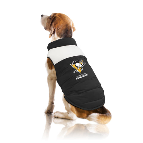 Pet Puffer Vest – Pittsburgh Penguins Quilted Dog Winter Vest With Reflective Stripe Pet Parka Vest - YinzerShop