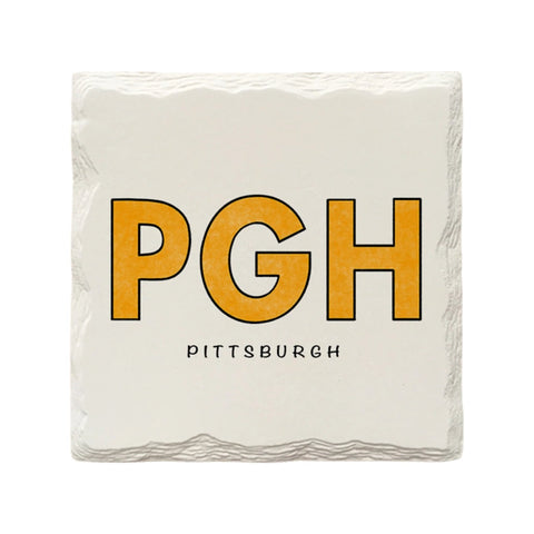 PGH Ceramic Drink Coaster Pittsburgh Coaster by The Doodle Line Coaster - YinzerShop