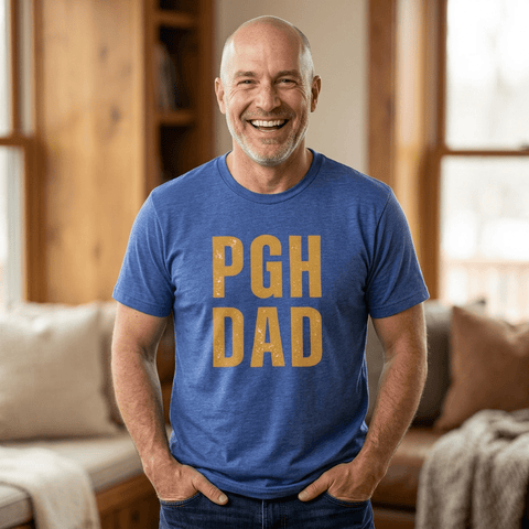 PGH Dad T-Shirt — Pittsburgh Dad Vintage Gold Block Tee T-Shirt - YinzerShop