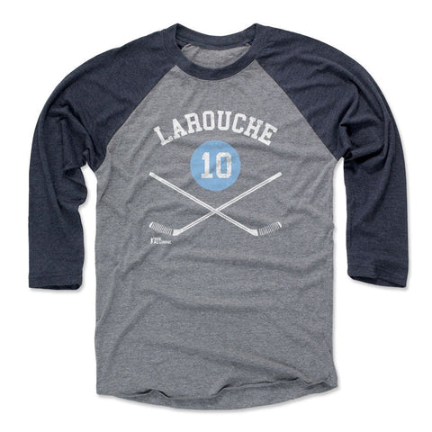 Pierre Larouche T-Shirt - Men's Slim Fit Crewneck Raglan Hockey Fan Tee Men's Baseball T-Shirt - YinzerShop