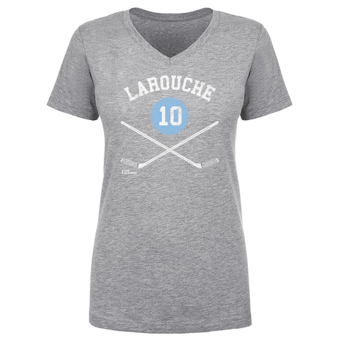 Pierre Larouche T-Shirt - Pittsburgh Hockey Tee | Cotton V-Neck Short Sleeve Women's V-Neck T-Shirt - YinzerShop