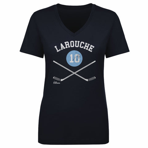 Pierre Larouche T-Shirt - Pittsburgh Hockey Tee | Cotton V-Neck Short Sleeve Women's V-Neck T-Shirt - YinzerShop