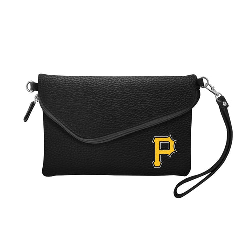 Pirates Crossbody Purse - Fold Over Pebble Leather Bag with Three Pocket Design Clutch - YinzerShop