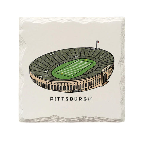 Pitt Stadium Ceramic Drink Coaster with Cork Backing by The Doodle Line Coaster - YinzerShop