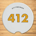 Pittsburgh 412 Area Code Ceramic Car Coaster - Single Coaster Car Coaster - YinzerShop