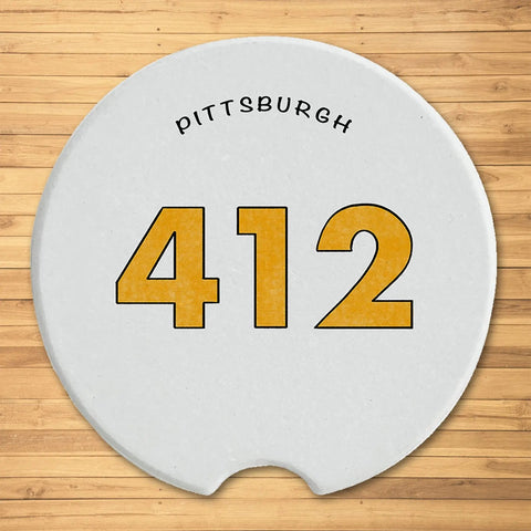 Pittsburgh 412 Area Code Ceramic Car Coaster - Single Coaster Car Coaster - YinzerShop