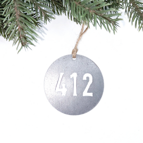 Pittsburgh Area Code Ornament - Recycled Steel Circle 3" Holiday Decor | Unique Local Gift