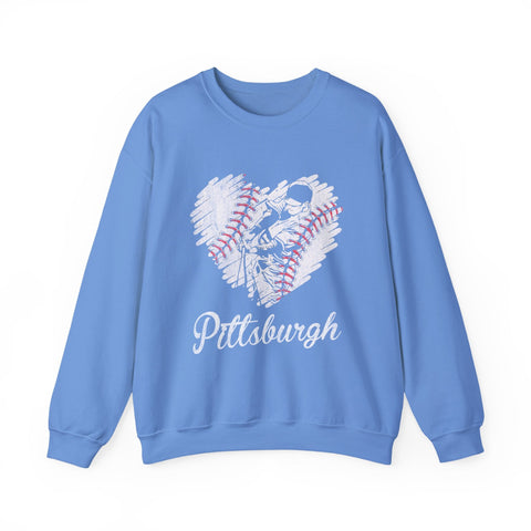 Pittsburgh Baseball Heart - Heavy Blend™ Crewneck Sweatshirt Sweatshirt - YinzerShop