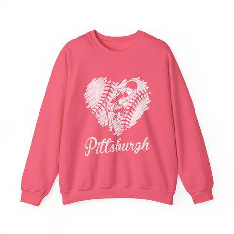 Pittsburgh Baseball Heart - Heavy Blend™ Crewneck Sweatshirt Sweatshirt - YinzerShop
