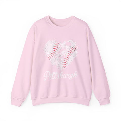 Pittsburgh Baseball Heart - Heavy Blend™ Crewneck Sweatshirt Sweatshirt - YinzerShop