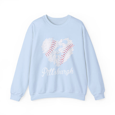 Pittsburgh Baseball Heart - Heavy Blend™ Crewneck Sweatshirt Sweatshirt - YinzerShop