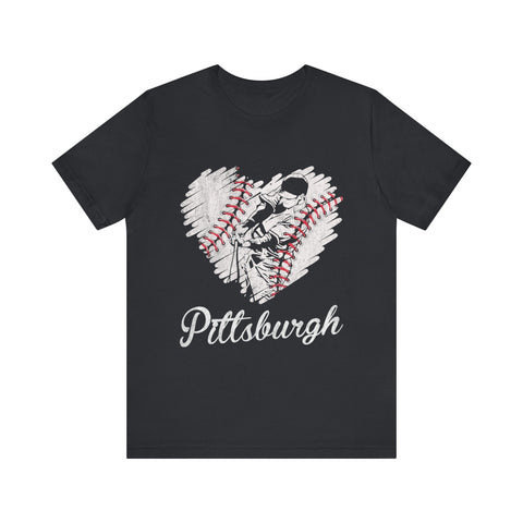 Pittsburgh Baseball Heart - Unisex Jersey Short Sleeve Tee T-Shirt - YinzerShop