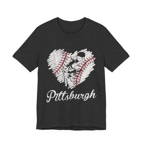 Pittsburgh Baseball Heart - Unisex Jersey Short Sleeve Tee T-Shirt - YinzerShop