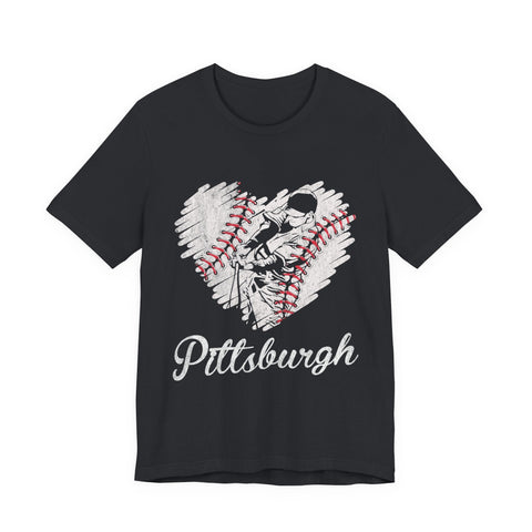 Pittsburgh Baseball Heart - Unisex Jersey Short Sleeve Tee T-Shirt - YinzerShop