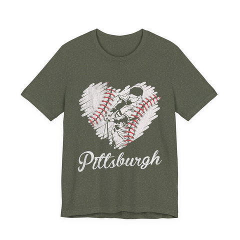 Pittsburgh Baseball Heart - Unisex Jersey Short Sleeve Tee T-Shirt - YinzerShop