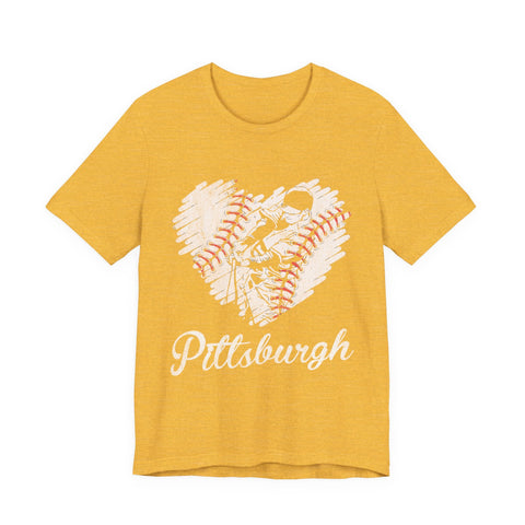 Pittsburgh Baseball Heart - Unisex Jersey Short Sleeve Tee T-Shirt - YinzerShop
