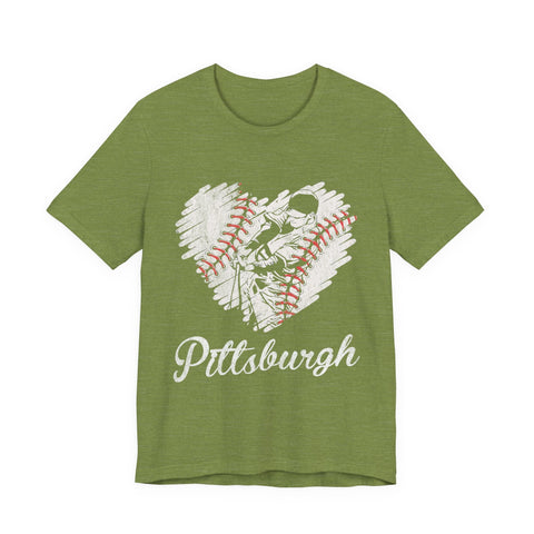 Pittsburgh Baseball Heart - Unisex Jersey Short Sleeve Tee T-Shirt - YinzerShop
