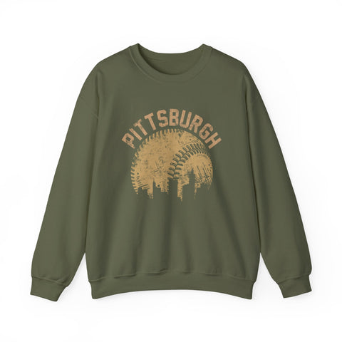 Pittsburgh Baseball Skyline - Heavy Blend™ Crewneck Sweatshirt Sweatshirt - YinzerShop