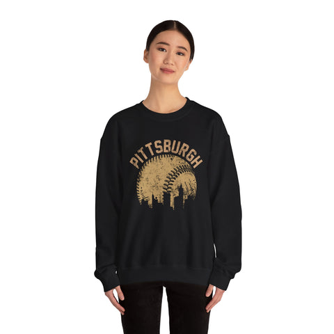 Pittsburgh Baseball Skyline - Heavy Blend™ Crewneck Sweatshirt Sweatshirt - YinzerShop