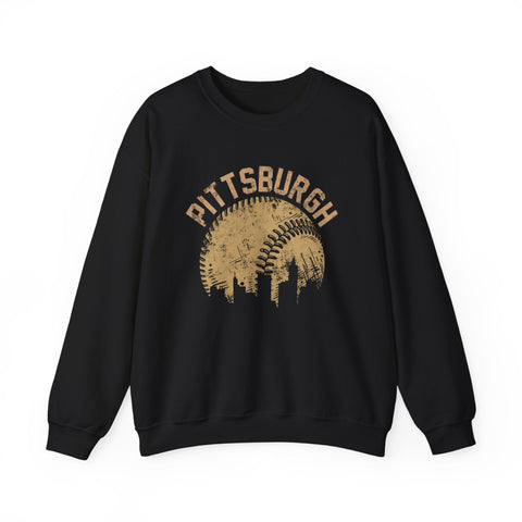 Pittsburgh Baseball Skyline - Heavy Blend™ Crewneck Sweatshirt Sweatshirt - YinzerShop