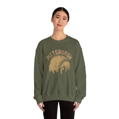 Pittsburgh Baseball Skyline - Heavy Blend™ Crewneck Sweatshirt Sweatshirt - YinzerShop