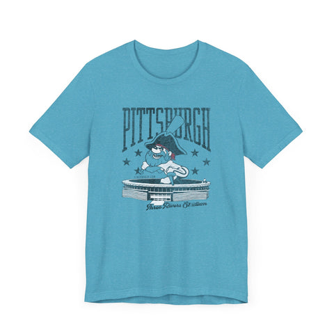 Pittsburgh Baseball Three River Stadium Retro Design - Short Sleeve Tee T-Shirt - YinzerShop