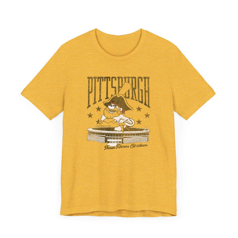 Pittsburgh Baseball Three River Stadium Retro Design - Short Sleeve Tee T-Shirt - YinzerShop