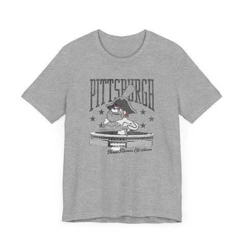 Pittsburgh Baseball Three River Stadium Retro Design - Short Sleeve Tee T-Shirt - YinzerShop