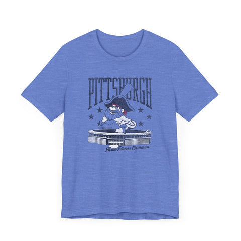 Pittsburgh Baseball Three River Stadium Retro Design - Short Sleeve Tee T-Shirt - YinzerShop