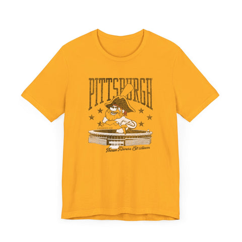 Pittsburgh Baseball Three River Stadium Retro Design - Short Sleeve Tee T-Shirt - YinzerShop
