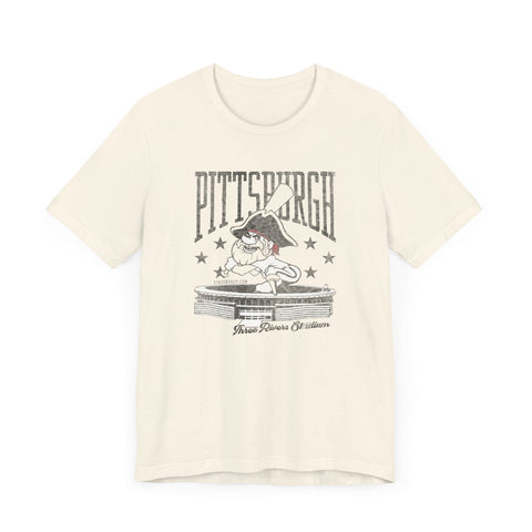 Pittsburgh Baseball Three River Stadium Retro Design - Short Sleeve Tee T-Shirt - YinzerShop