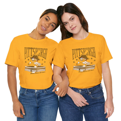 Pittsburgh Baseball Three River Stadium Retro Design - Short Sleeve Tee T-Shirt - YinzerShop
