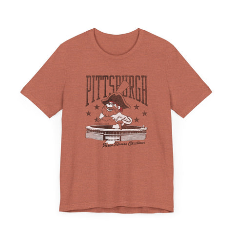 Pittsburgh Baseball Three River Stadium Retro Design - Short Sleeve Tee T-Shirt - YinzerShop