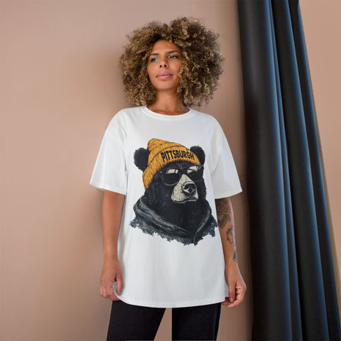 Pittsburgh Bear Champion T-Shirt - Classic Fit Unisex Cotton Tee T-Shirt - YinzerShop