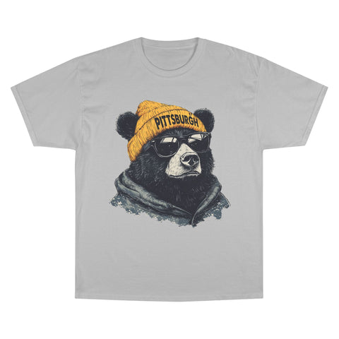 Pittsburgh Bear Champion T-Shirt - Classic Fit Unisex Cotton Tee T-Shirt - YinzerShop