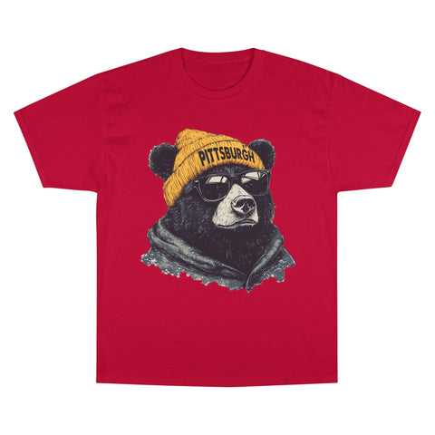 Pittsburgh Bear Champion T-Shirt - Classic Fit Unisex Cotton Tee T-Shirt - YinzerShop