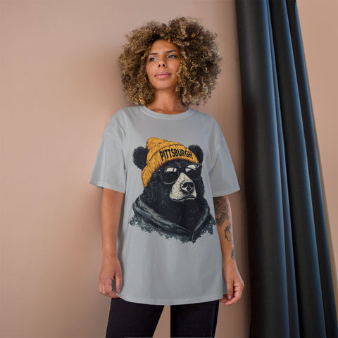 Pittsburgh Bear Champion T-Shirt - Classic Fit Unisex Cotton Tee T-Shirt - YinzerShop
