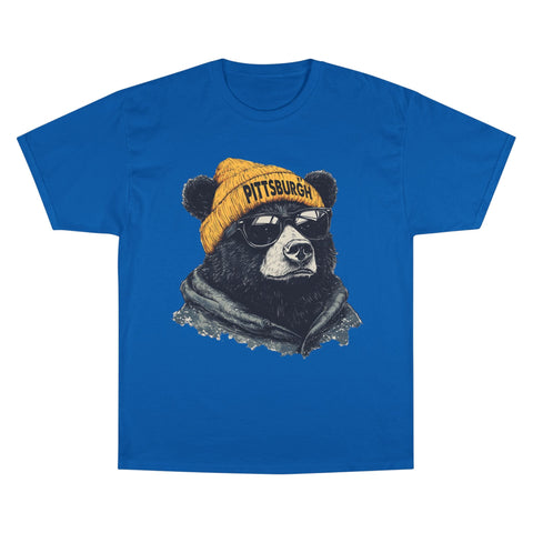 Pittsburgh Bear Champion T-Shirt - Classic Fit Unisex Cotton Tee T-Shirt - YinzerShop
