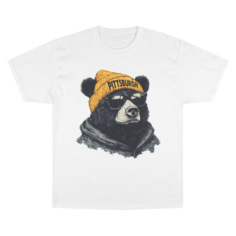 Pittsburgh Bear Champion T-Shirt - Classic Fit Unisex Cotton Tee T-Shirt - YinzerShop